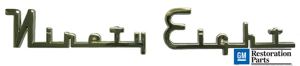 'Ninety Eight' Script, 1953-55 on trunk, 1955 on fenders