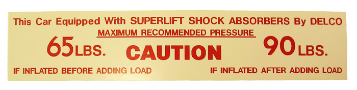 Superlift Air Shocks Decal, 61-72 Oldsmobile
