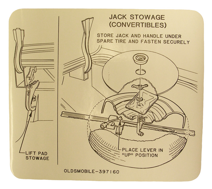 Jack Stowage Decal, 1967 Olds 98 convertible