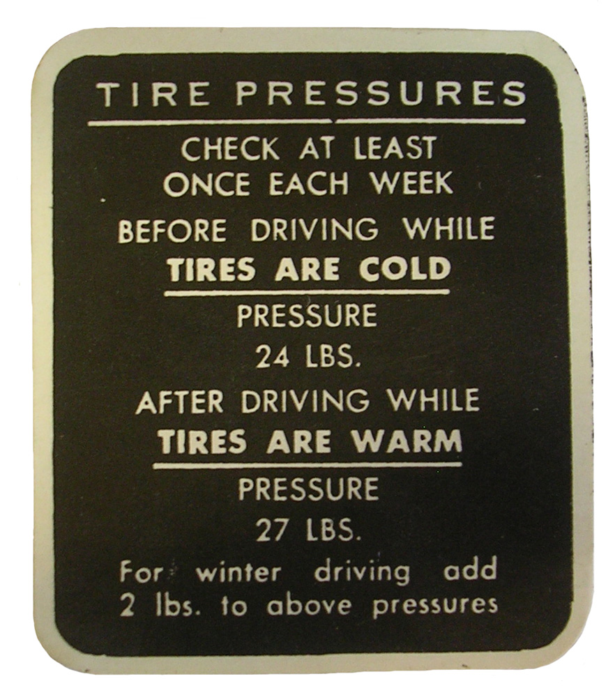 1948-50 BUICK TIRE PRESSURE DECAL