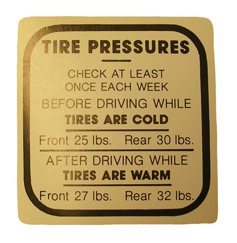 Tire Pressure Glove Box Decal - 1939-47 Buick