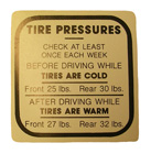 Tire Pressure Glove Box Decal - 1939-47 Buick