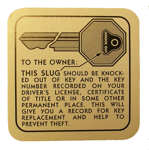 Glove Box Key Instruction Decal - 1937-58 Buick
