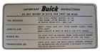 Tire pressure decal, 1951-52 Buick