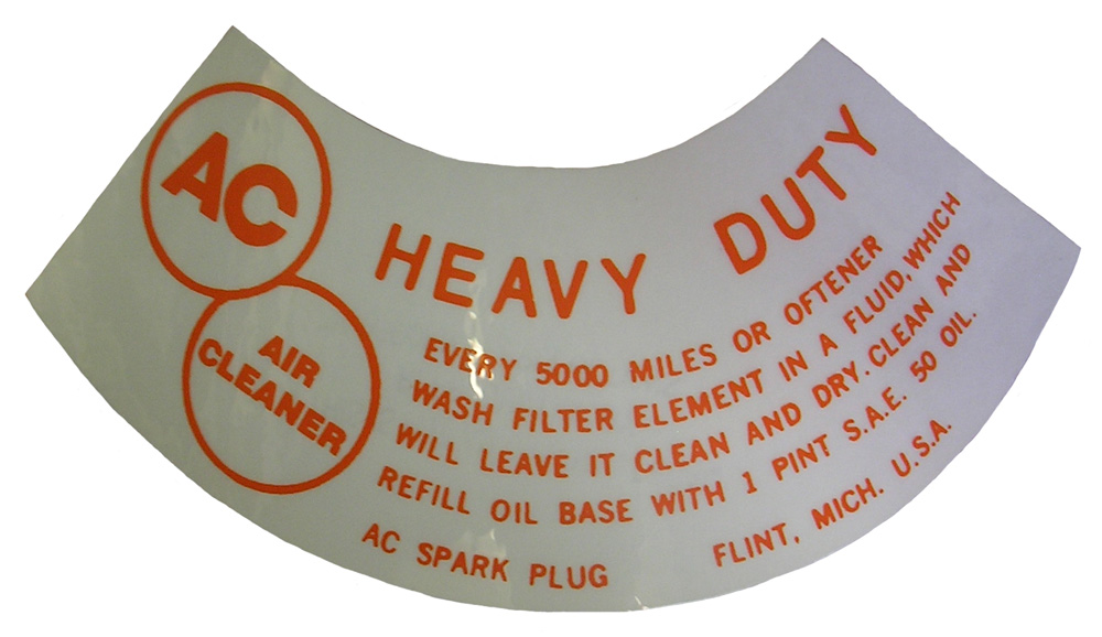 Oil Bath Air Filter Service Decal, 1956 Buick 322 2V
