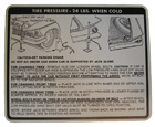 Jack Instruction and Tire Pressure Decal, 1959 Buick