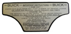 Tire pressure and oil pressure decal in glove box, 1959 Buick
