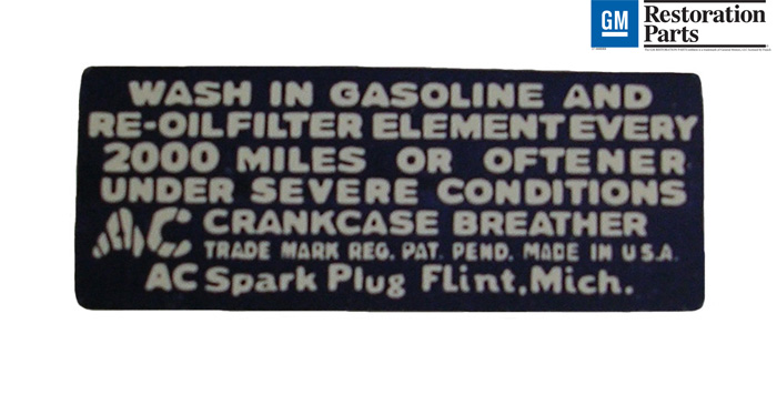 Oil Filler Cap Decal, 1935-50 Oldsmobile, 1937-53 Buick