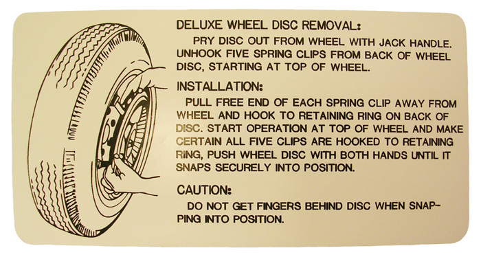 Deluxe Wheel Disc Mounting Instruction Decal, 1961-63 Oldsmobile