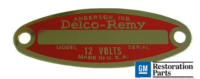 1953-60 RED 12 VOLT GENERATOR AND STARTER TAG