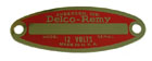 1953-60 RED 12 VOLT GENERATOR AND STARTER TAG