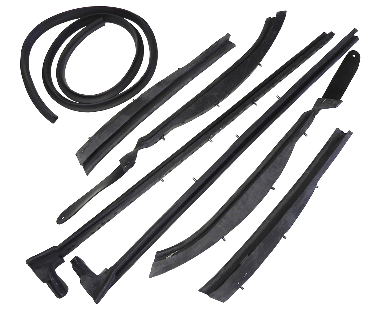 Roof Rail Weatherstrips, 7 piece set, 1959-60 Oldsmobile, Cadillac. Buick convertibles