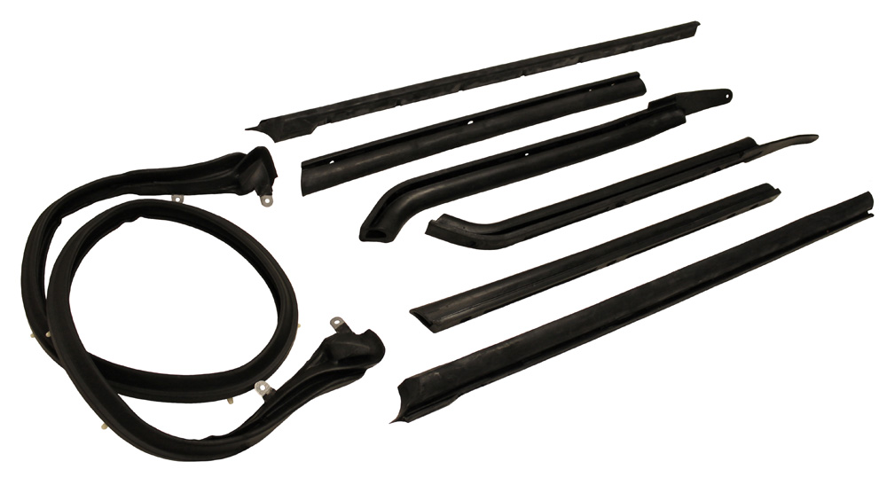 Roof Rail Weatherstrips, 7 piece set, 1965-70 Oldsmobile, Buick, Cadillac convertibles