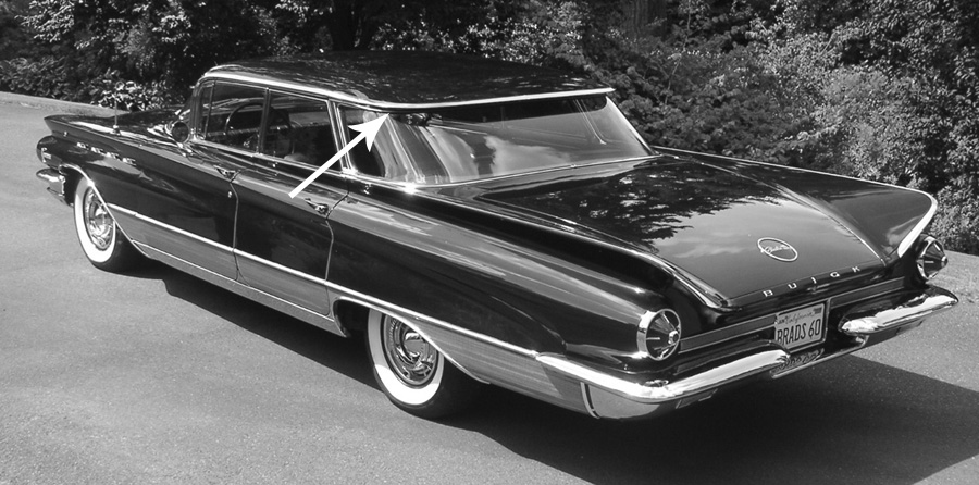 Rear window channel, 1955-56 Oldsmobile and Buick four door hardtops