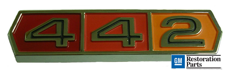 '442' Fender, Quarter, Trunk Emblem, 1964-65 Olds 442