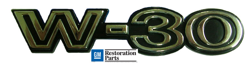 Front Fender 'W-30' Emblem, 1970-72 Cutlass W-30 models