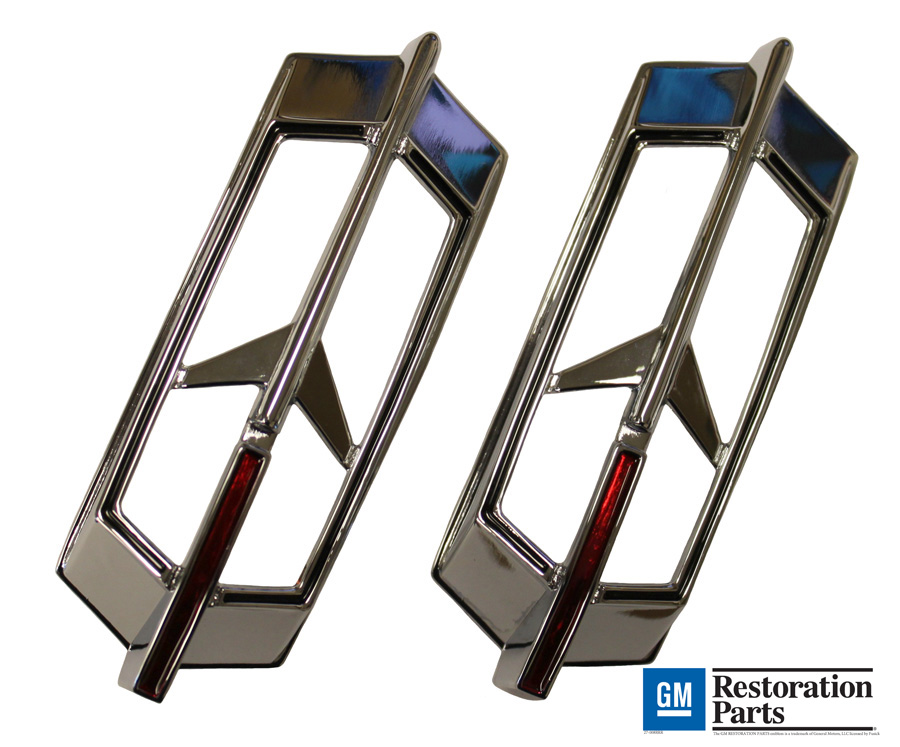 Rear Side Marker Chrome Rocket Bezels, pair, 1969 Cutlass